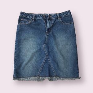 5 for $15 Fringe-Hem Jean Aeropostale Skirt 7/8 Blue Denim Straight/Pencil